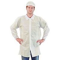 LABCOAT-V/2XL 2X-LARGE - WHITE LAB COAT - PLYPROPYLENE - NO POCKETS - ELASTIC WRISTS - VELCRO CLOSE - SINGL COLLAR